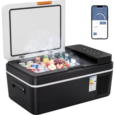Glacière à compresseur 20L -20℃-20℃ électrique avec application de contrôle, éclairage LED, port USB et protection de la batterie
