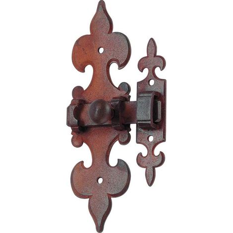 Targette avec gâche - Décor : Rouillé ciré - Matériau : Fer - Platine : 40 x 150 mm - ITAR