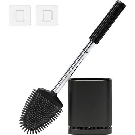 Silicone Toilet Brush with Breathable Base Black (1/5)