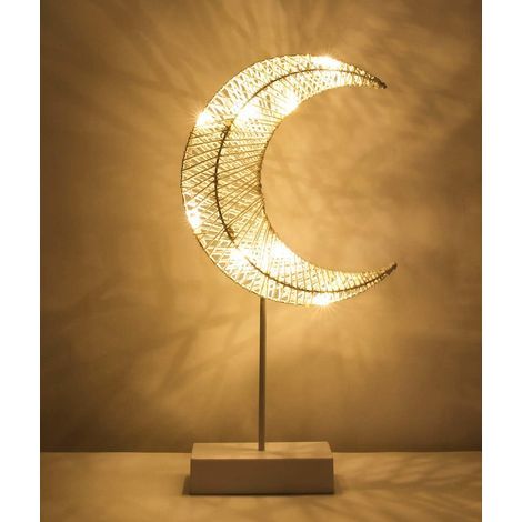 Veilleuse pour enfants, Lampe de Bureau Décorative, Alimenté par Pile Lampe de Chevet LED en Forme de Lune, Éclairage de Nuit Lumière Blanche Chaleureuse (1/5)