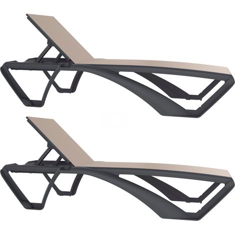 Set 2 tumbonas exterior gris oscuro - beige MARINA CLUB Resol