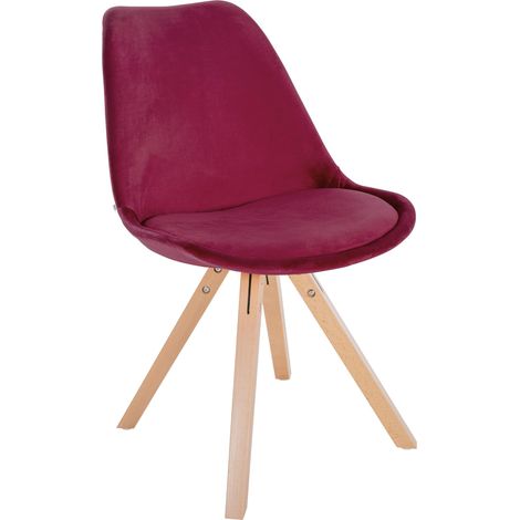Silla de salón Sofia tapizada en terciopelo Burdeos Natural (cuadrado)