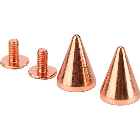 100 ensembles de vis et rivets cloutés en or rose pour vêtements, chaussures, sacs et étuis de téléphone de style punk DIY avec clous en laiton, 9,515 mm. (1/5)