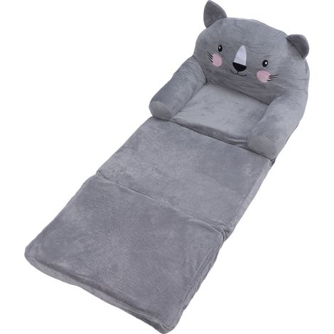 Chaise haute pour tout-petit, grise, style dessin animé, pliable, avec large poignée, dossier stable et respirant, canapé bébé pour la chambre à coucher, 3 niveaux (1/5)