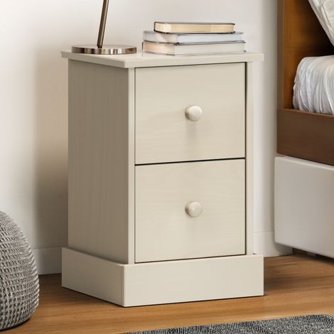 Farmhouse White 3 Drawer Bedside Table (1/4)