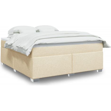 Boxspringbett mit Matratze Creme 180x200 cm Stoff