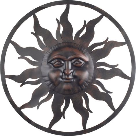 Adorno de pared sol de metal marrón envejecido 80 cm (1/2)