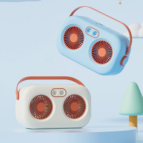 Ventilateur brumisateur à double pale, climatiseur de bureau USB, ventilateur électrique brumisateur portable refroidi à l'eau, petit ventilateur rafraîchissant et humidificateur, blanc. (1/5)