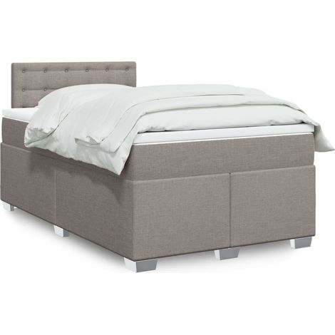 vidaXL Sommier à lattes de lit avec matelas taupe 120x190 cm tissu (1/5)