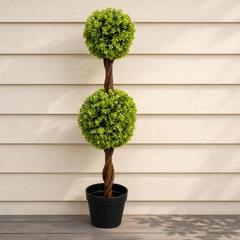90cm Artificial Green Double Ball Topiary Tree Premium (1/5)