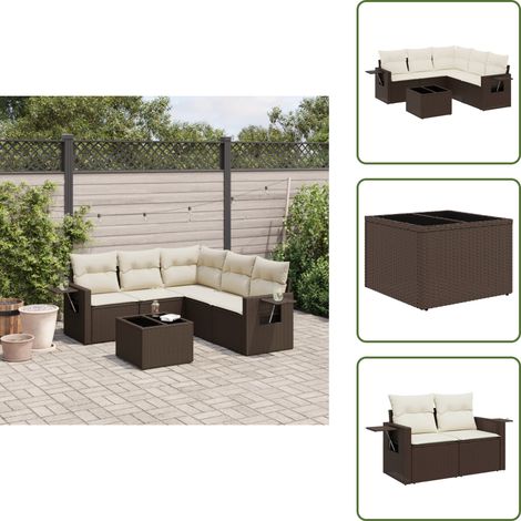 6-tlg. Garten-Sofagarnitur mit Kissen Braun Poly Rattan - Garten Sofagarnitur - Garten Sofagarnituren - Outdoor Sofagarnitur - Sofagarnitur Terrasse (1/5)