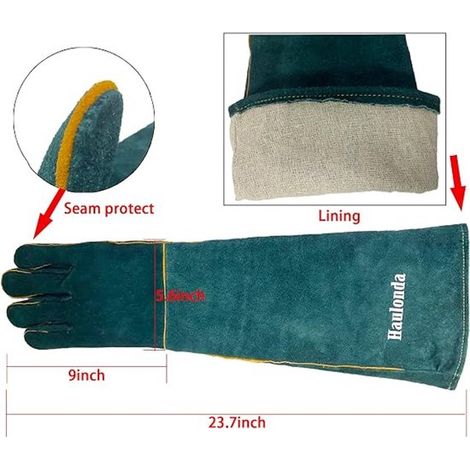 Gants de protection pour animaux Anti morsures Résistants à l abrasion Isolés Anti griffures Épais Antidérapants Cuir souple Gants pour animaux 60 cm Gants robustes Gants de travail Gants à cinq doigt (1/4)