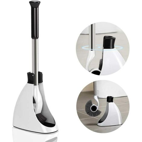 Ensemble de brosses de toilette créatives, brosse de nettoyage de salle de bain à long manche sans zones mortes (blanche 321019,5)-AquaForge (1/4)