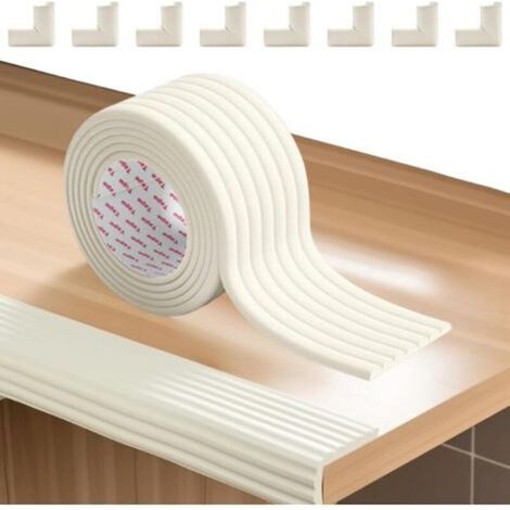 2 Rouleau Mousse Protection des Bords autocollante 200cm x 80mm x 8mm et 8 Protection Coin de Table bébé Mousse Protection Angle Bebe Antichoc Protege pour Enfants Meubles (Blanc) (1/5)