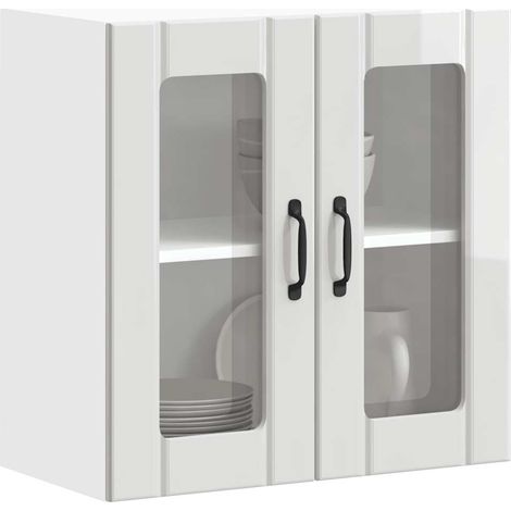 Küchen-Hängeschrank mit Glastür Lucca Hochglanz-Weiß Holzwerkstoff