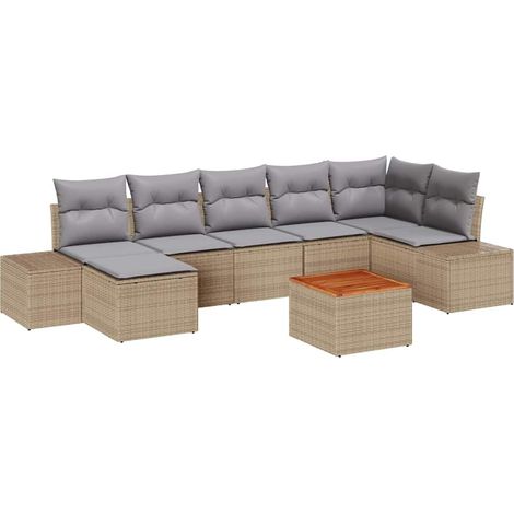 Maison Exclusive - Garten-Sofa-Set 8 pcs Beige und Hellgrau
