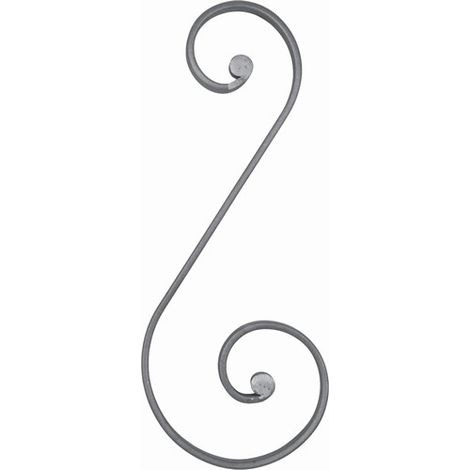 Volute en S à noyau - Hauteur 480mm Largeur 180mm Plat lisse 20x8mm - Fer forgé - À souder - DECO FER FORGE
