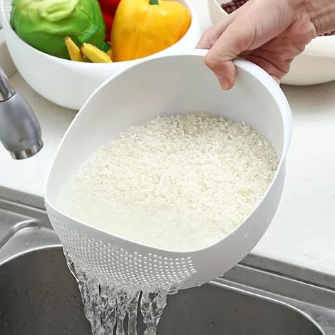 Panier d évier multifonctionnel Égouttez l eau lavez le riz et plus encore grâce à ses fonctions pratiques Blanc fw (1/5)