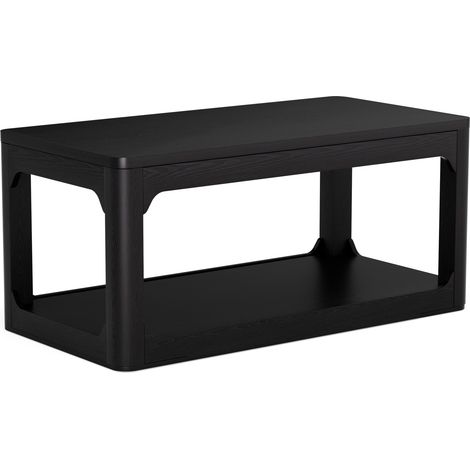Mesa de centro negra de 100 cm con dos estantes, MDF, 100 x 50 x 44,5 cm (1/5)