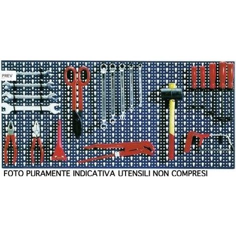 Bizzotto Pannello Porta Attrezzi in Lamiera 98x46cm Azzurro
