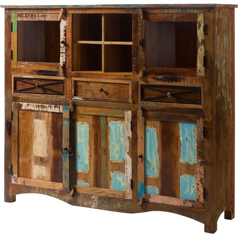 Highboard Altholz 160x40x140 mehrfarbig lackiert NATURE OF SPIRIT 139