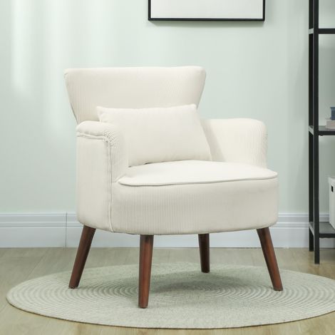 Poltrona 69x69.5x78 cm bianco crema in poliestere con cuscino lombare lavabile (1/5)