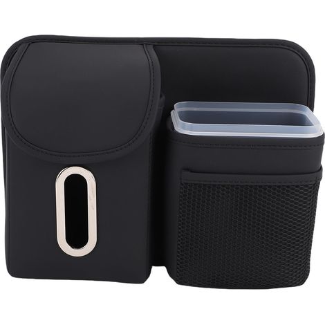 Porta fazzoletti per sedile posteriore, cestino multiuso per auto in similpelle, organizer da appendere, contenitore, tasca per auto da viaggio, nero. (1/2)