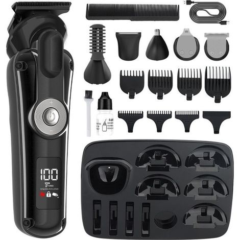 Vtizikl Tondeuse barbe homme – LED – Rasoir Électrique Visage et Corps – Tondeuse Cheveux Polyvalente – USB-C – Autonomie 120 min – Support Organisateur Sans Fil (1/4)