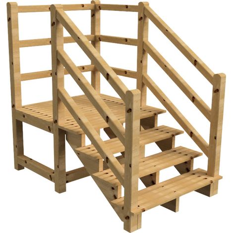 MILANO Außentreppe 4 Stufen H71 cm - Podest L116 x B120 cm - Treppengeländer links und rechts - Podestgeländer rechts und hinten