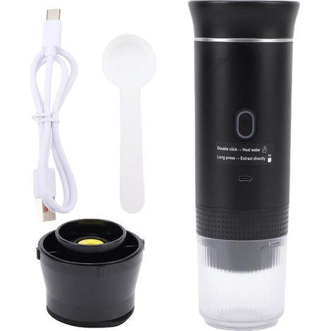 Machine à café portable automatique - 72W - 120ml - Café en capsules ou moulu - Voyage et maison Noir ABS SS304 7500mAh USB-C (1/5)