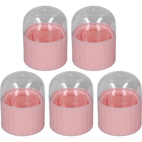 Boîte de Rangement pour Éponges à Maquillage - 5 Pièces, Antipoussière et Aérée, avec Support, Rose (1/5)