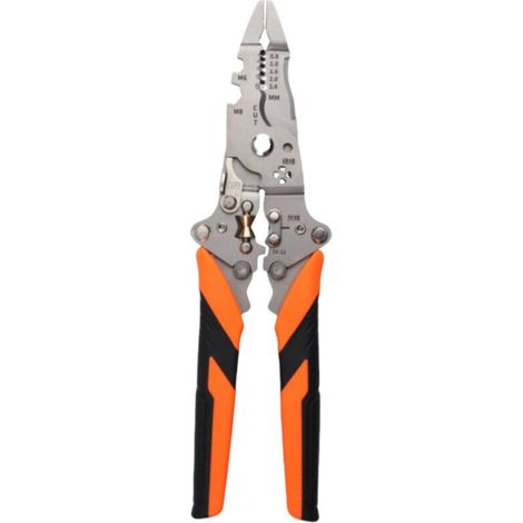 Multifunctional crimping tool, orange, 620.5cm, carbon steel wire stripper, crimping tool, cable separator, wire cutter. (1/5)