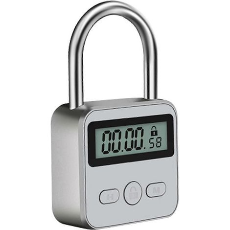 Cadenas électronique avec minuterie, écran LCD, construction métallique, chargement USB, autonomie de 99 heures, rechargeable.-AquaForge (1/5)