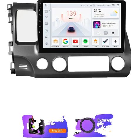 Autoradio, touchscreen, compatibilità con smartphone, compatibile con Honda Civic 8 2006-2011, S4-4G 32GB-8-core-4G LTE (1/2)