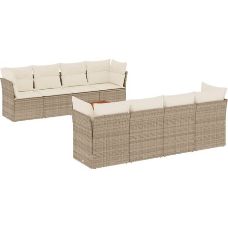 Salon de jardin avec coussins 9 pcs beige résine tressée vidaXL (1/5)