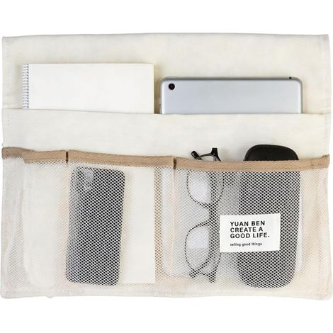 Vide Poche Lit Poche de Lit Sac de Rangement Chevet Suspendu Organisateur de Chevet pour Lit Superposé, Rails de Lits, Lits de Bébé, Chaise, Dortoirs, la Maison, le Bureau, l'école (Beige) (1/5)