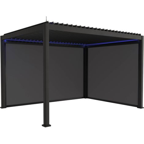 sweeek - LED Pergola mit motorisiertem Lamellendach Triomphe 3x4m + Markise 3m + Markise 4m (1/5)