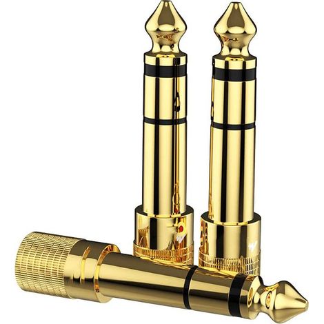 3 adaptateurs audio jack 6,5 mm mâle vers 3,5 mm femelle, stéréo, plaqués or, pour interface audio, table de mixage, guitare (1/5)