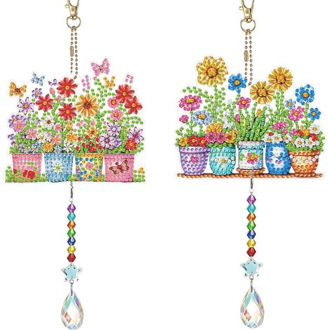 Carillons à vent à peindre soi-même avec des diamants acryliques, attrape-soleil, peinture diamant 5D, double face, décoration à suspendre, cadeau pour adultes (1/5)