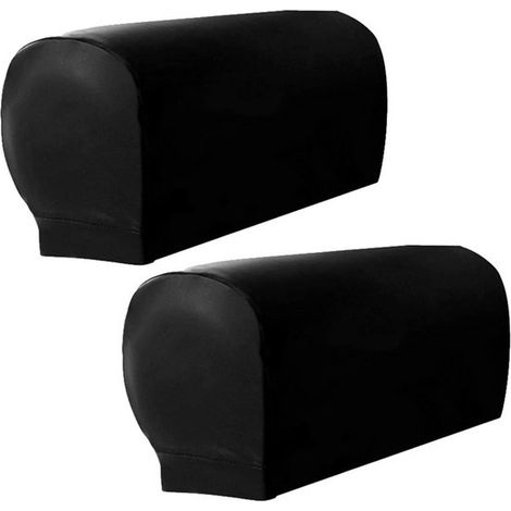 Fundas para reposabrazos de sofá (2 unidades), Funda elástica para sofá, Funda protectora, Aptas para la mayoría de sofás, Color chocolate (1/5)