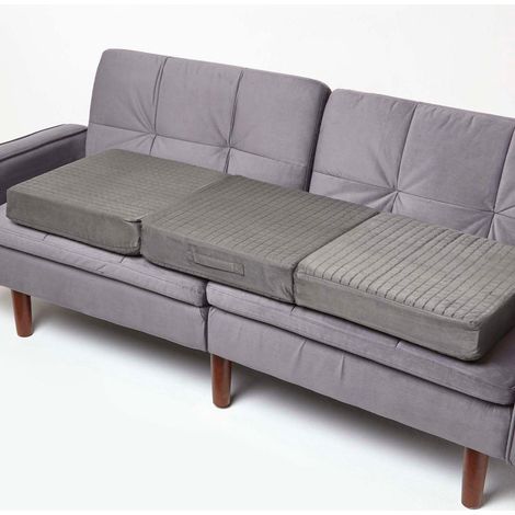 HOMESCAPES Coussin d'assise déhoussable pour canapé 3 places en suédine, Gris