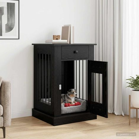 Meuble de cage pour chien Chêne noir 50 x 47,5 x 80 cm (1/5)