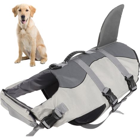 Gilet de sécurité imperméable en toile éponge, Design requin, vêtements de natation pour animaux de compagnie, gilet de sauvetage pour grands chiens (1/5)