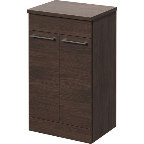 Napoli 390 Brown Oak 500mm 2 Door Vanity Unit for Countertop Basins - 500mm - Chrome 160mm Handle