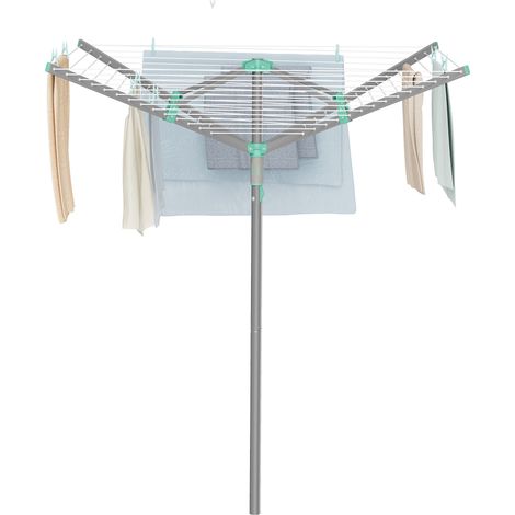 Étendoir Parapluie Pliable, avec Housse et Pinces, Jardin, Corde de Linge 50 m, Aargent