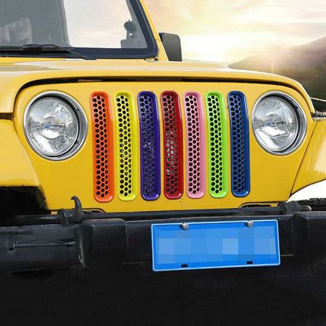 Suitable for 1997-2006 Jeep Wrangler, seven-color honeycomb mesh grille. (1/4)