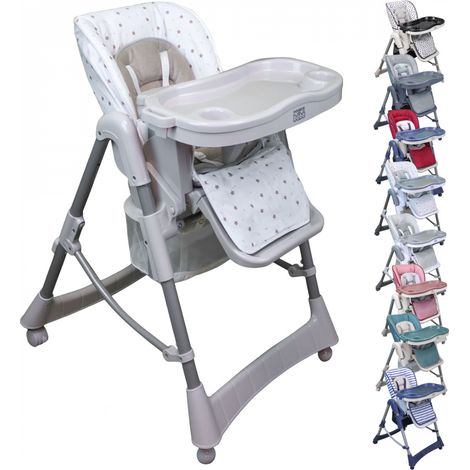 Chaise haute bébé pliable réglable 3 positions hauteur – Dossier inclinable – Housse lavable – Structure acier stable – Monsieur Bébé (1/8)