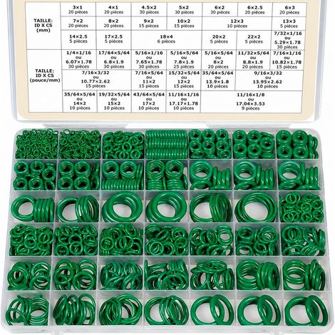 Coffret de 595 Joints Toriques NBR Verts 36 Tailles pour Climatisation et Réparation Automobile 260 g – Livraison gratuite