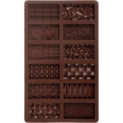 Molde de silicona para chocolate, 27,5 x 17 cm, capacidad para 12 barras (1/5)