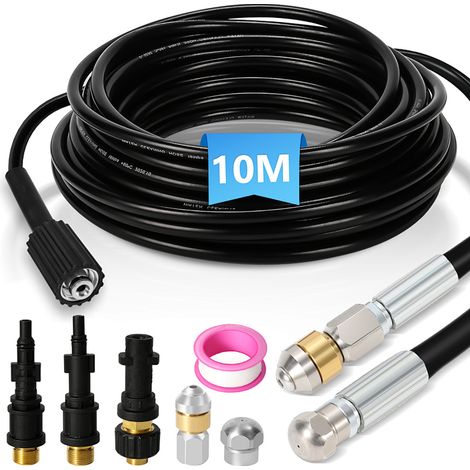 Wolketon Set sturatubi 10m 160Bar con ugelli fisso e rotante, incluso adattatore